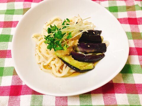 お手軽！茄子のレンジ蒸し乗せうどん